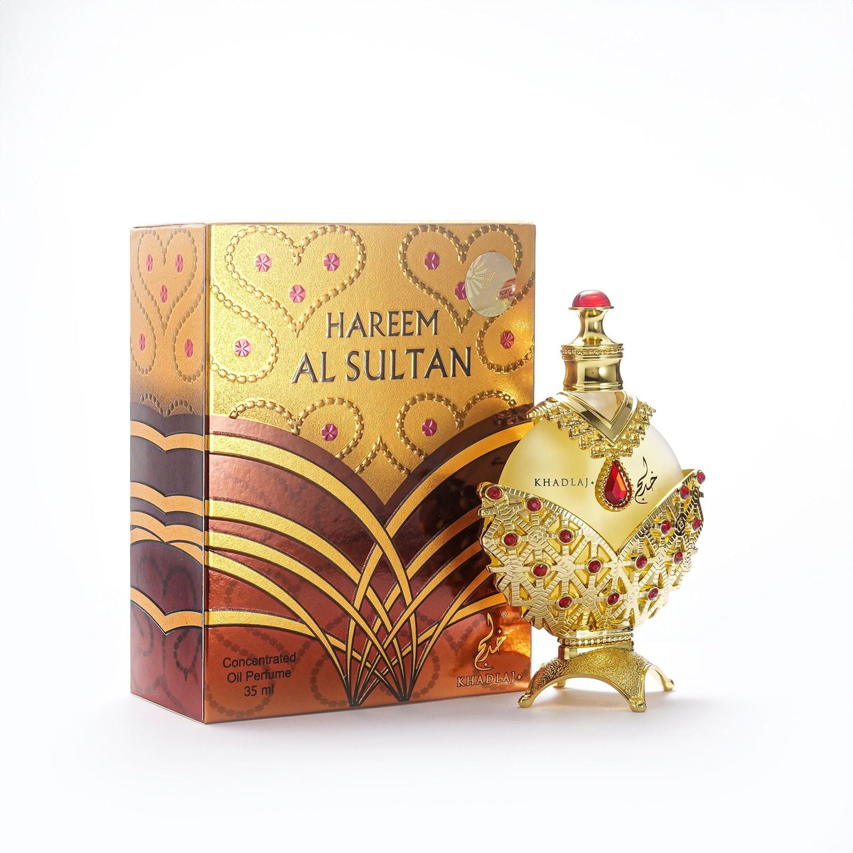 Official Khadlaj Hareem Al Sultan Gold 35ml retail box