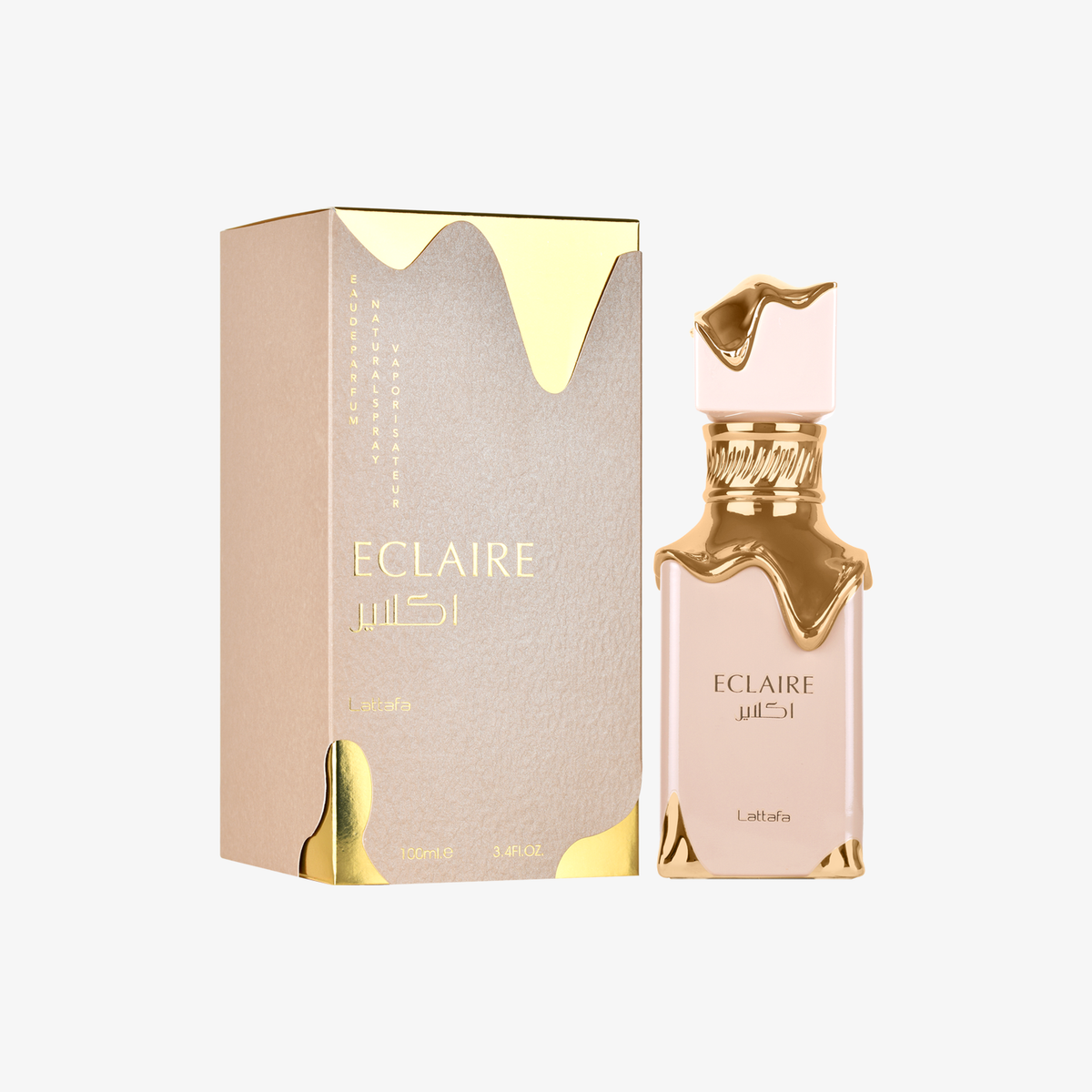 Official Lattafa Eclaire 100ml Eau de Parfum bottle and box