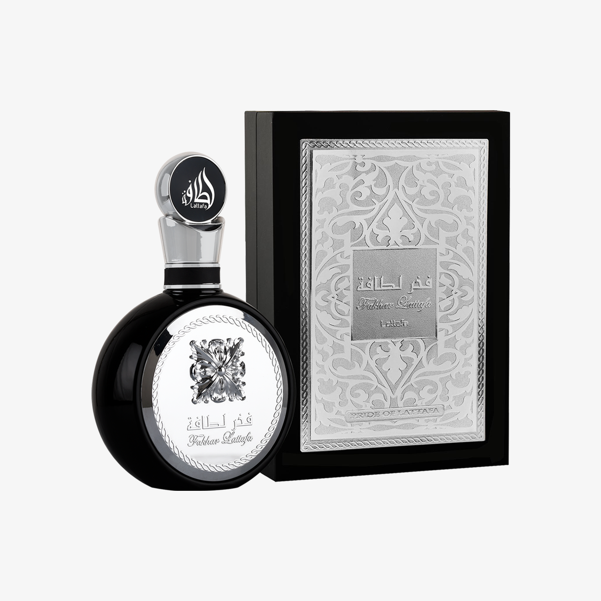 Official Lattafa Fakhar Black Men 100ml Eau de Parfum bottle and box