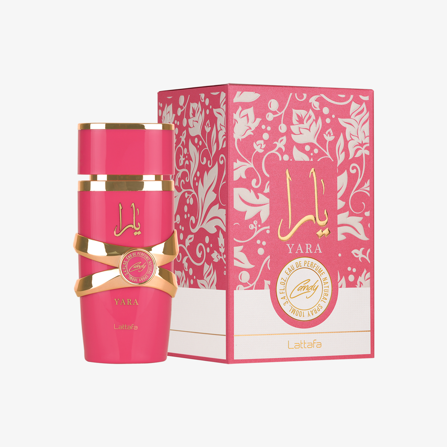 Lattafa Yara Candy 100ml Eau de Parfum bottle and box