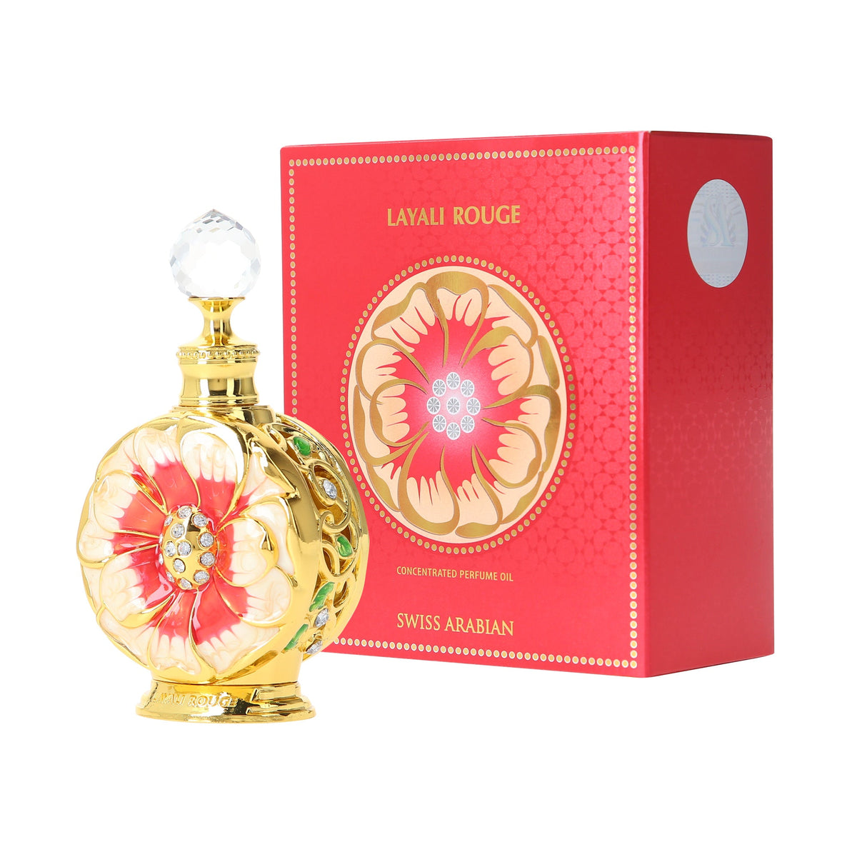 Swiss Arabian Layali Rouge 15ml perfume oil bottle with box