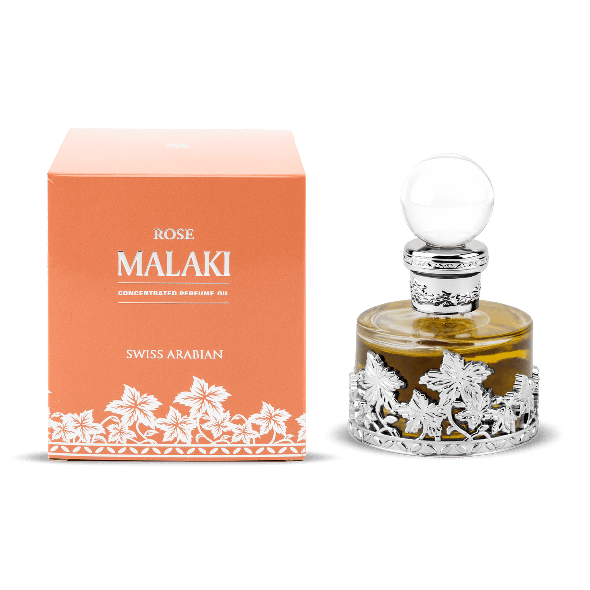 Official Swiss Arabian Rose Malaki 25ml concentrated perfume oil bottle and box